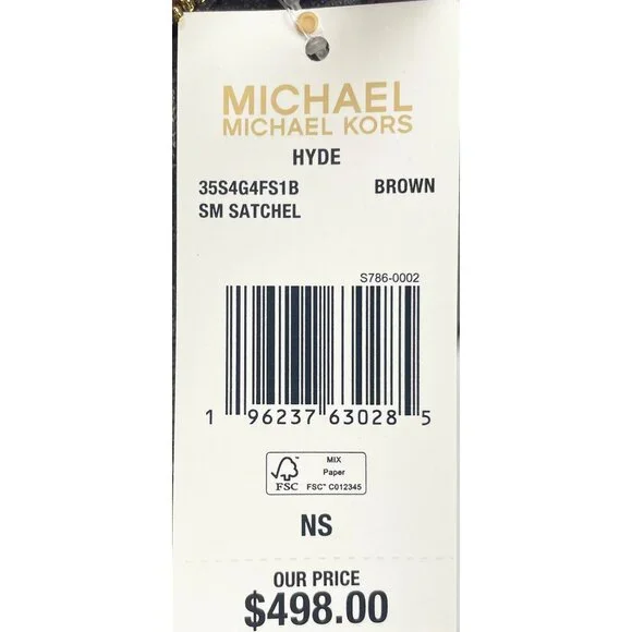 NEW Michael Kors Hyde Small Satchel Crossbody Brown PVC Purse Handbag NWT - Picture 4 of 6